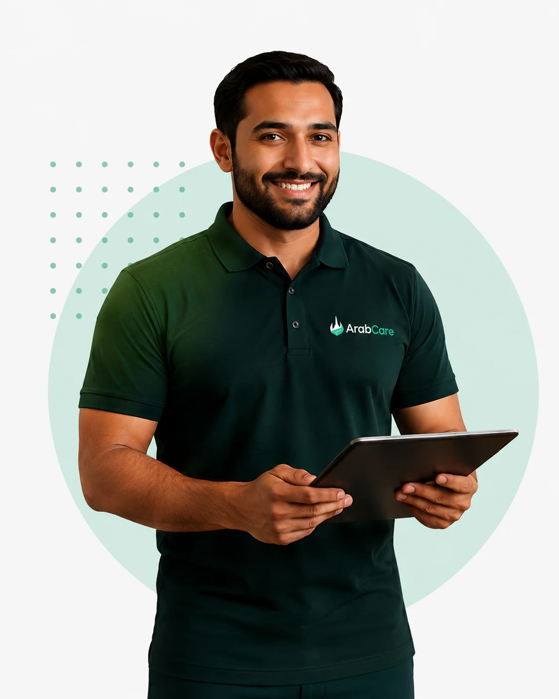 ArabCare supervisor with a site checklist in Dubai