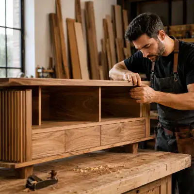 Custom timber sideboard being built in the ArabCare workshop