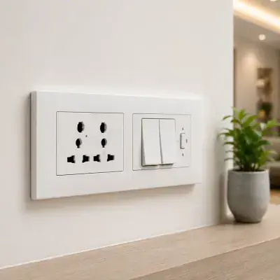 New sockets and switch plate fitted on a Dubai wall