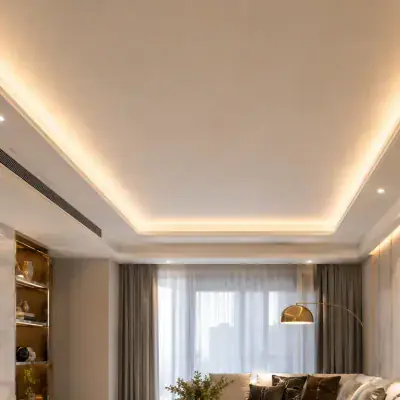 LED cove lighting in a finished Dubai living room ceiling
