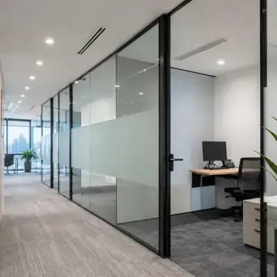 Glass office partitions installed in a Dubai workplace