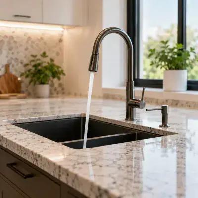 Kitchen sink and pull-down mixer tap installed in Dubai