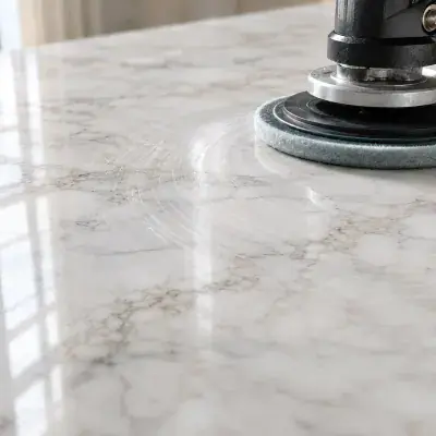 Marble crystallization producing a high gloss finish