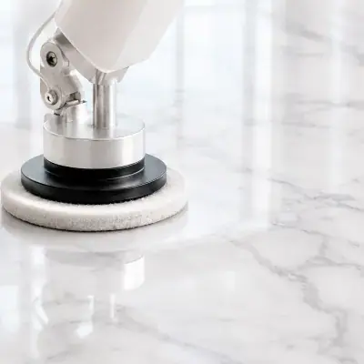 Marble floor being diamond polished in Dubai